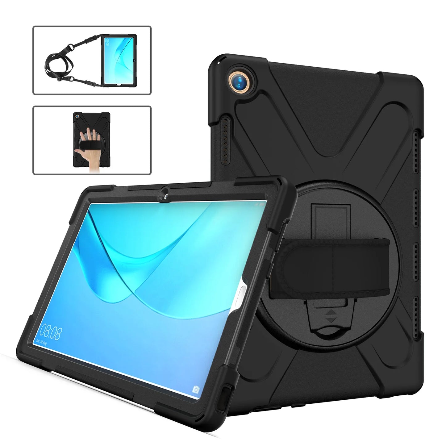 Rotating Hybrid Case For Huawei MediaPad M6 M5 Pro 10.8 MatePad 10.4 Heavy Duty Rugged Cover Hand & Shoulder Strap Shockproof