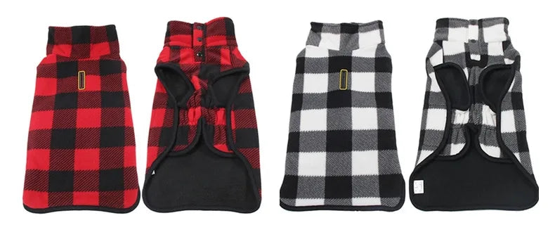 Winter Pet Dog Warm Jacket Cat Fleece Coat Plaid Hoddies Small Medium Large Dog Kitten Sweater French Buldog Big Dog Clothes