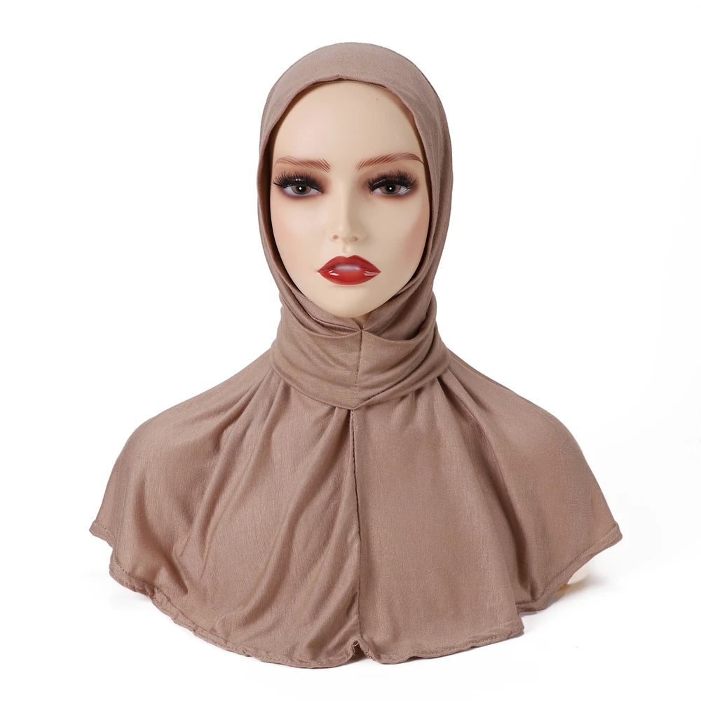 New Modal Muslim Hijab Cap Strap Button Instant Undercap Head Wrap For Women Inner Solid Color Adjustable Elastic Islam Turban