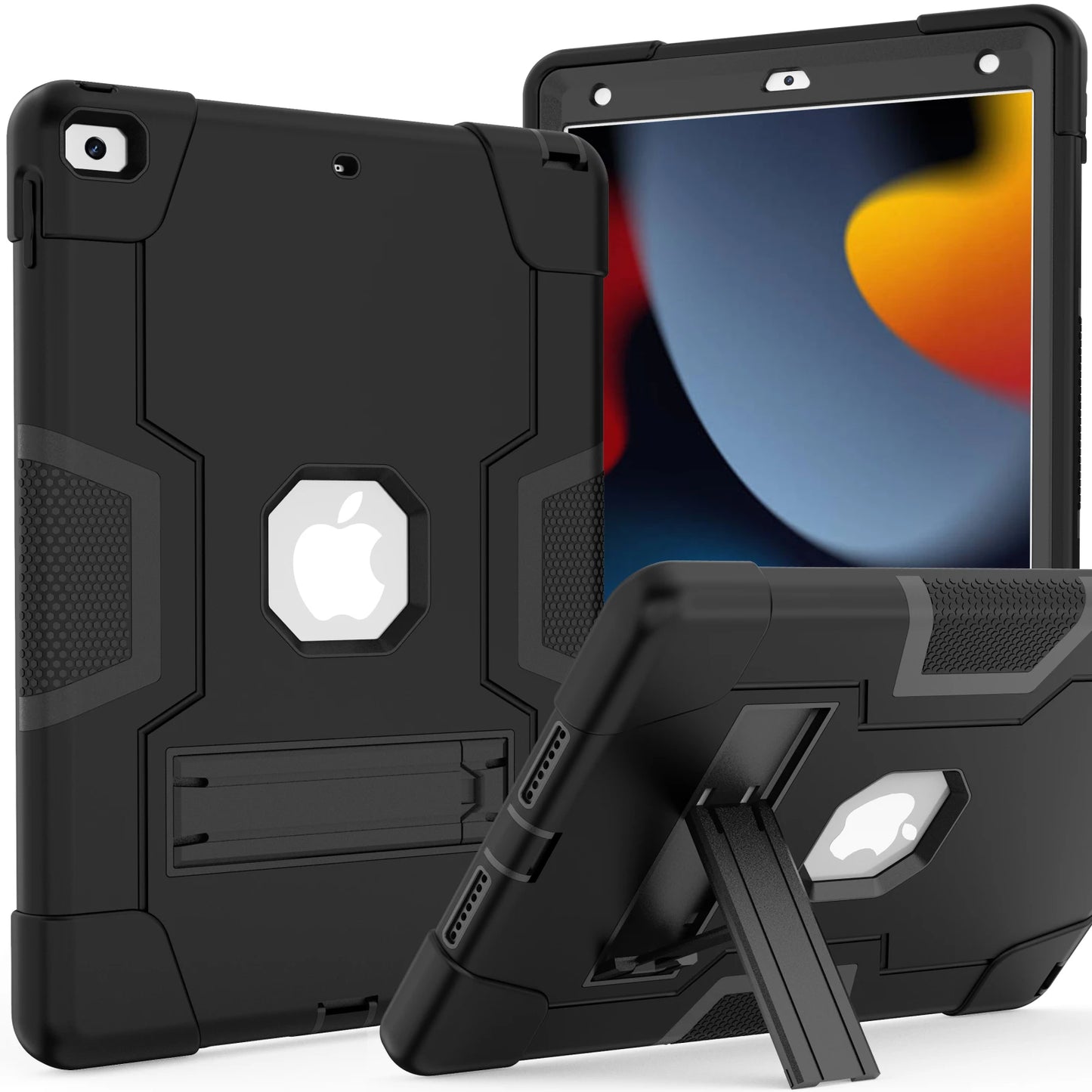 Rugged Case For iPad 10.2 2019 2020 2021 (7th 8th 9th Generation) 3-Layer Protection Cover Shockproof Built-in Kickstand Funda