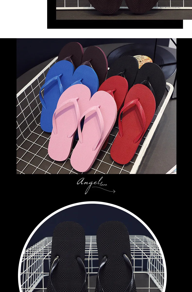 Solid Color Non-slip Leisure Couple Slippers Women Summer Beach Slippers Outdoor Women Flip Flops Breathable Beach sandals women