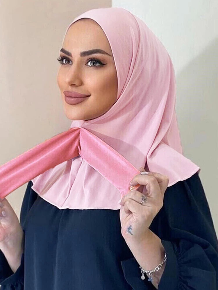 New Modal Muslim Hijab Cap Strap Button Instant Undercap Head Wrap For Women Inner Solid Color Adjustable Elastic Islam Turban