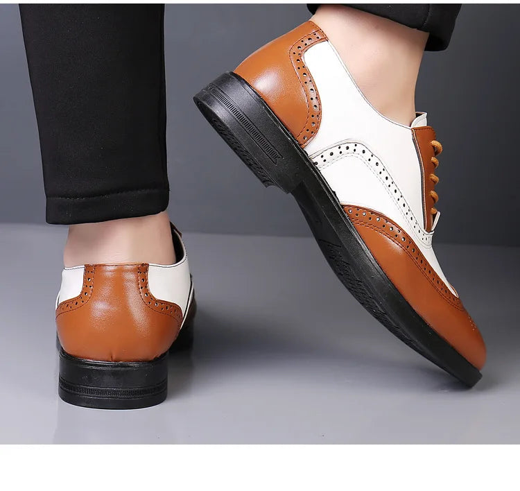 Leather Brogues Men Big Size Fashion Wedding Party Men Dress Shoes Italian Designer Male Drivng Formal Shoes Lace Up Men Oxfords