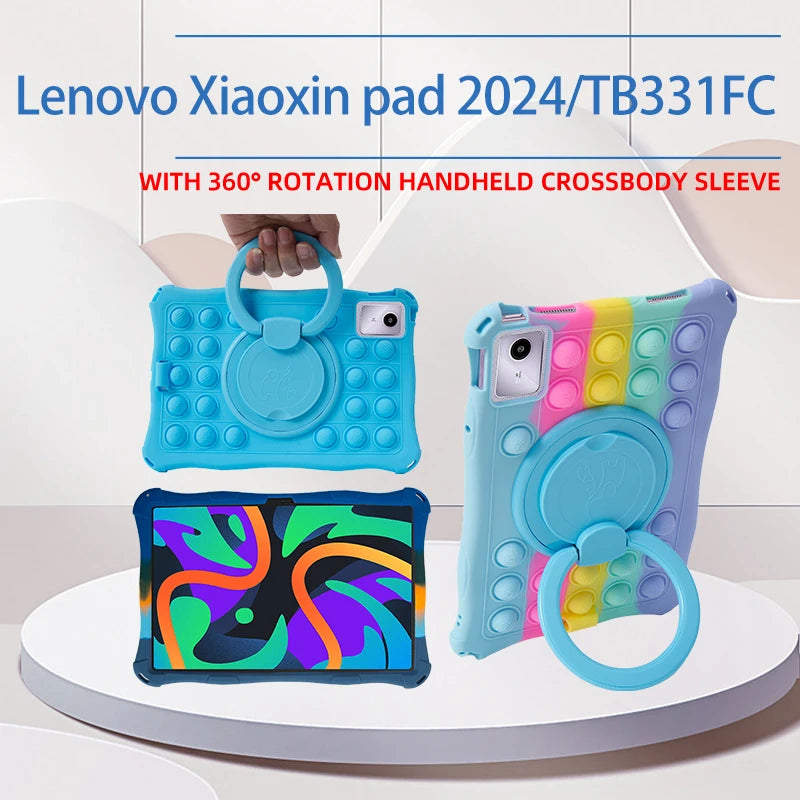 For Lenovo Xiaoxin Pad 2024 11 inch Case 360 Rotating Stand Cover For Tab M11 TB-330FU TB-331FC Kids Funda Soft Silicone Coque