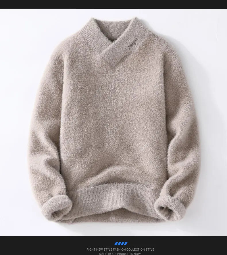 Sweaters men winter korean style mens warm sweater V-neck men sweaters autumn Men's wool pullovers men full size M-XXXL