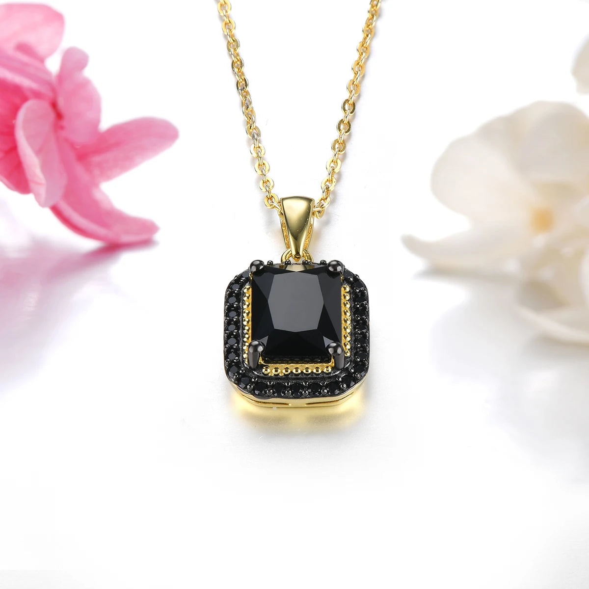 Natural Black Spinel Solid Sterling Silver Yellow Gold Plated Pendants 2.9 Carats Genuine Gemstone Classic Fine Jewelry Gifts