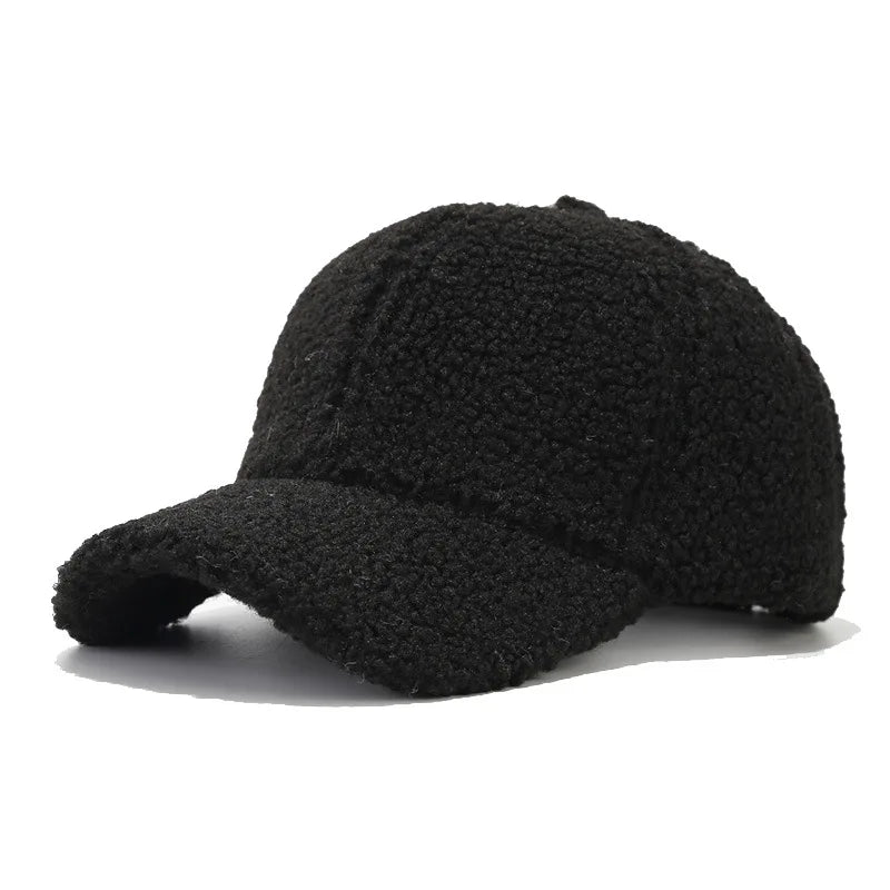 Autumn New Lamb Cashmere Warm Baseball Cap Winter Sunhat Solid Color Women Teens Teddy Velvet Snapback Caps Hip Hop Fishing Hat