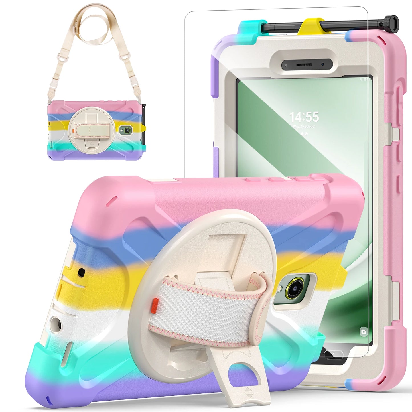 Rotating Case For Samsung Galaxy Tab Active5 2024 SM-X300 X306B 8.0 inch Rugged Cover Universal For Active3 2020 T570 T575 Strap