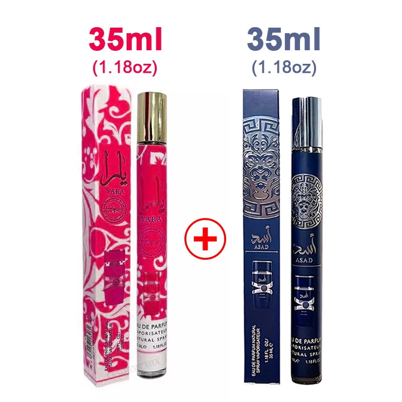 2PCS 35ml Yara Perfume Long Lasting Gourmand Fragrance Eau de Parfum Spray Arabian Perfumes For Men's & Women Portable Perfume