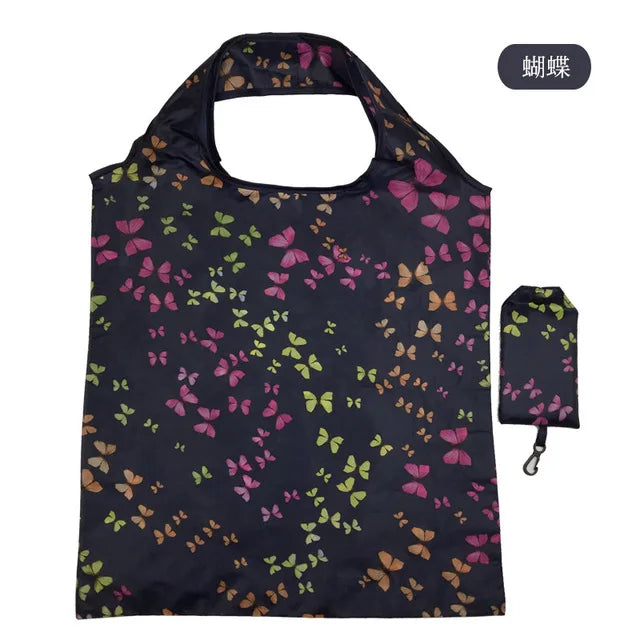 Foldable Shopping Bag Reusable Travel Grocery Bag Eco-Friendly Beach Toy Storage Bags Lemon Printing Tote Pouch Bag Package