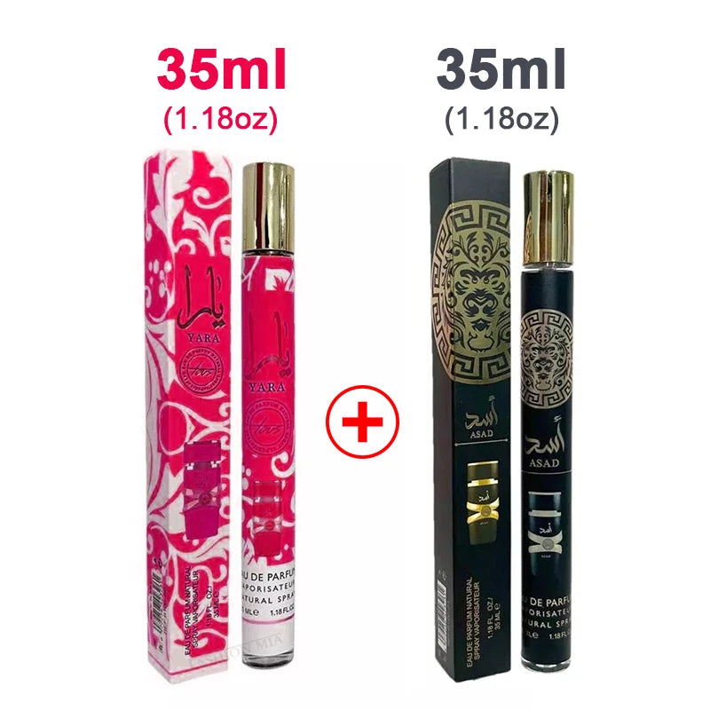 2PCS 35ml Yara Perfume Long Lasting Gourmand Fragrance Eau de Parfum Spray Arabian Perfumes For Men's & Women Portable Perfume