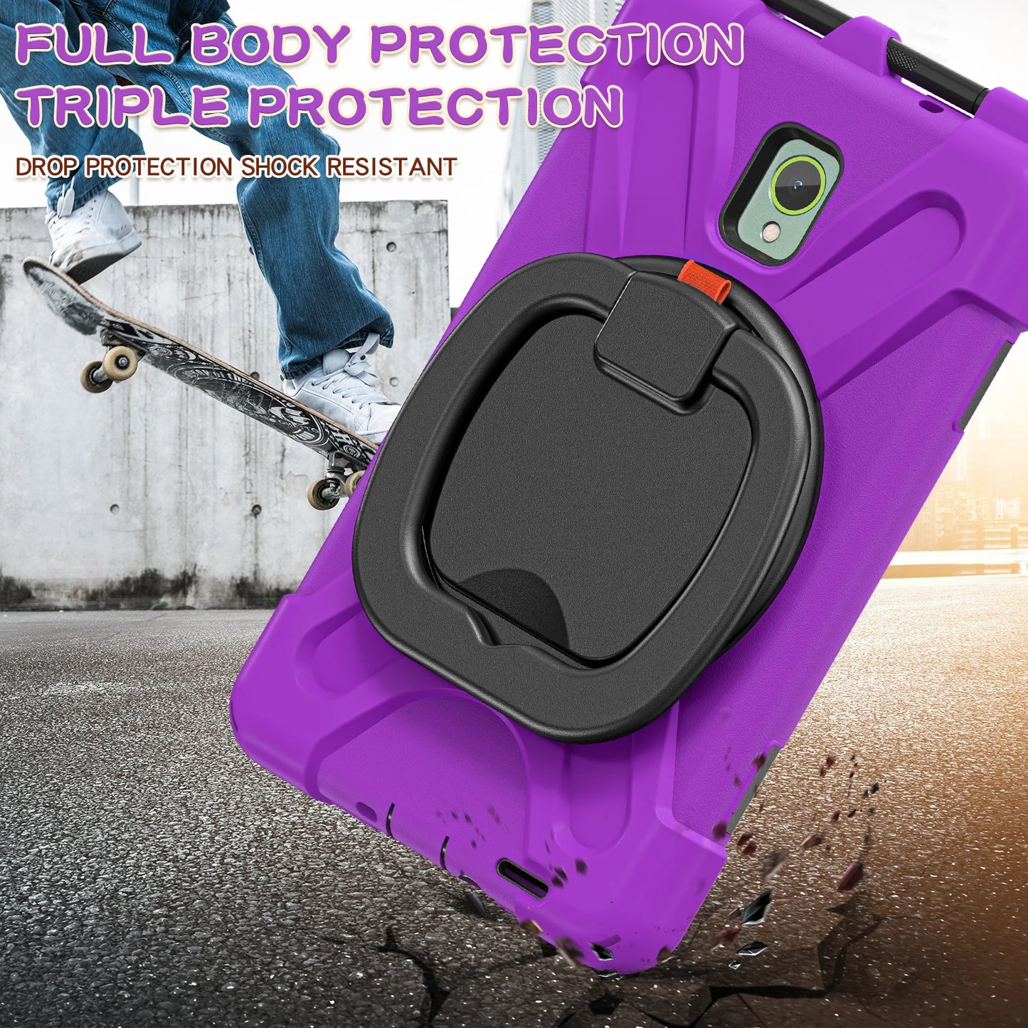 Heavy Duty Case For Samsung Galaxy Tab Active 5 3 8.0 inch SM-X300 X306B T570 T575 Hybrid Cover With 360 Rotatable Handle Grip