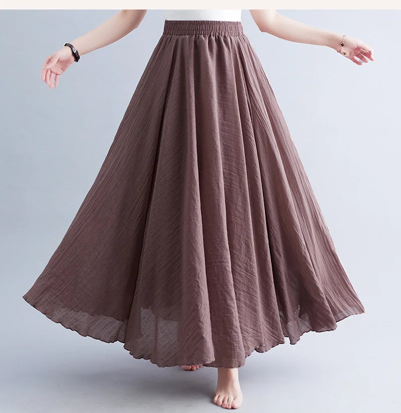 Fashion Cotton Linen Clothes Women Skirts Maxi Y2k Elegant Streetwear Saia Ropa Mujer Casual Vestido Long Skirt Faldas Harajuku