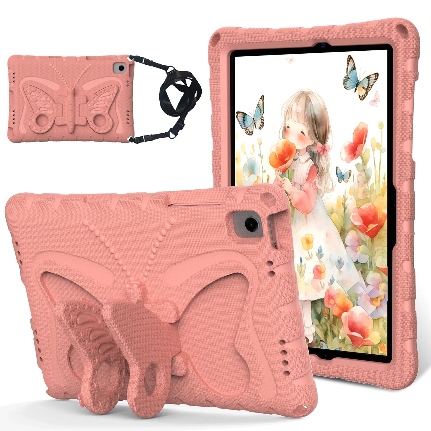 EVA Butterfly Kids Case For Galaxy Tab A9 8.7" Plus 11" A7 Lite SM-X110 X115 X210 X216 T220 T225 Stand Cover For A 8.0 T290 T295