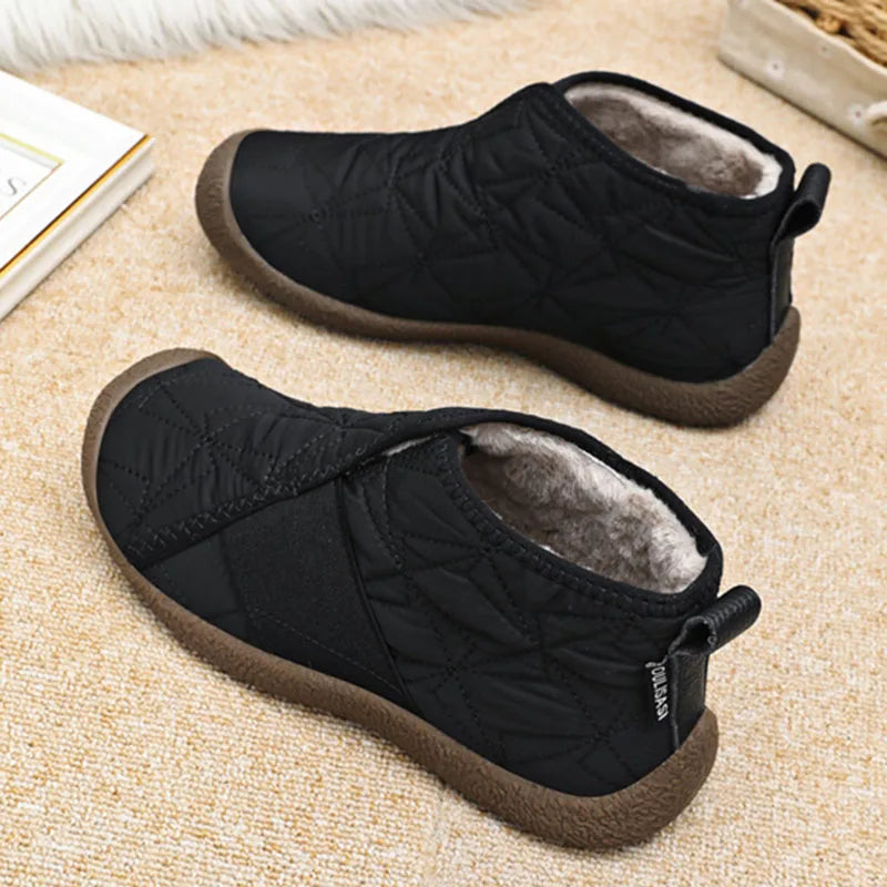 Winter Warm Plush Ankle Boots for Women 2024 New Waterproof Non-Slip Snow Boots Woman Slip-On Flat Heel Warm Cotton Padded Shoes