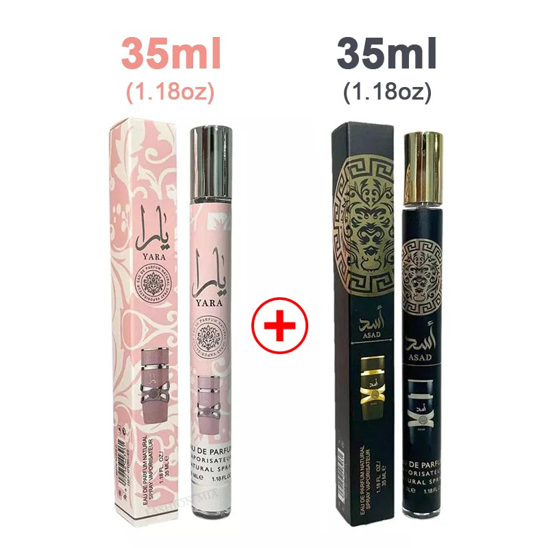 2PCS 35ml Yara Perfume Long Lasting Gourmand Fragrance Eau de Parfum Spray Arabian Perfumes For Men's & Women Portable Perfume