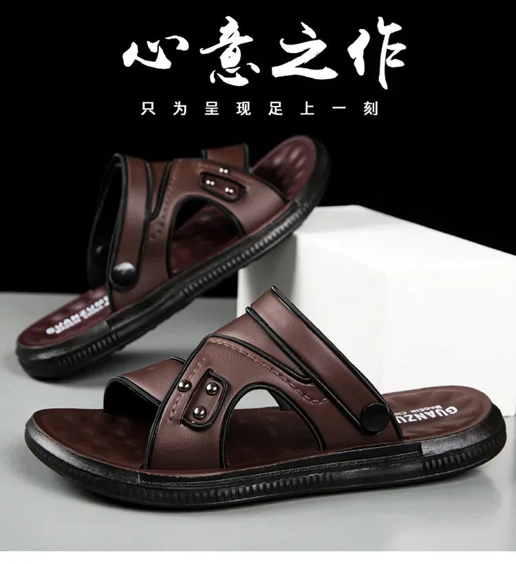 2024 Adult Leather Men's Sandals Original Brand Shoes Summer Shoes Outdoor Sandals Trend Comfortable Men's Sandals Trend