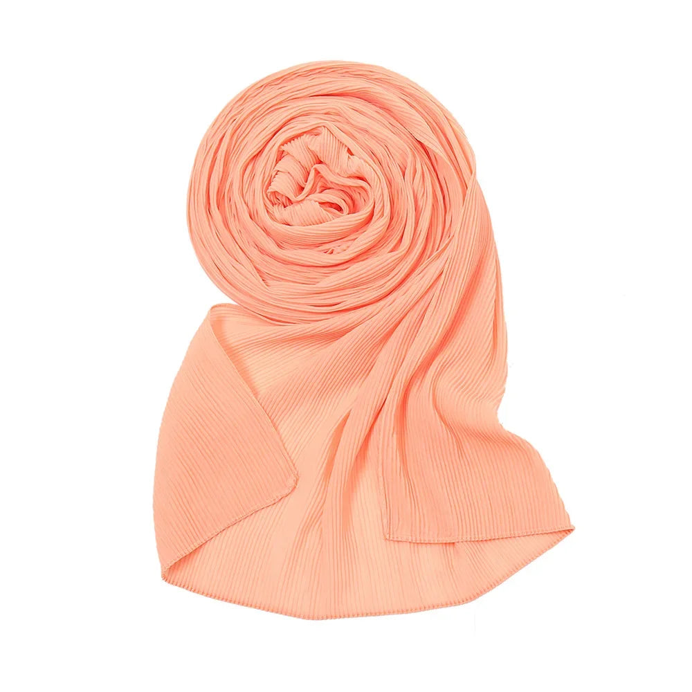 Big Size Pleated Chiffon Hijab Scarf for Muslim Women Turban Pashmina Shawls and Scarves Women Bandana Headband Hijabs Headscarf