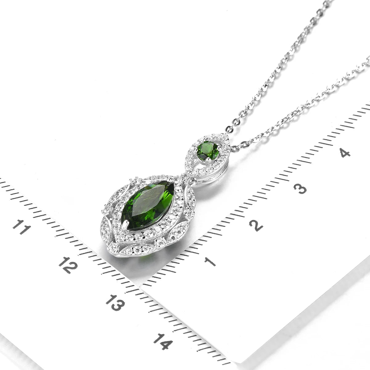 Natural Green Diopside 925 Sterling Silver Pendant 1.8 Carats Genuine Gemstone Special Style Fine Jewelry for Engagement Gift