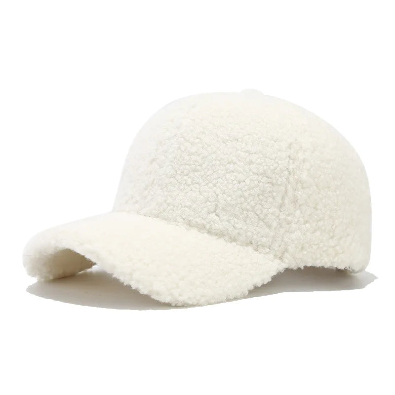 Autumn New Lamb Cashmere Warm Baseball Cap Winter Sunhat Solid Color Women Teens Teddy Velvet Snapback Caps Hip Hop Fishing Hat