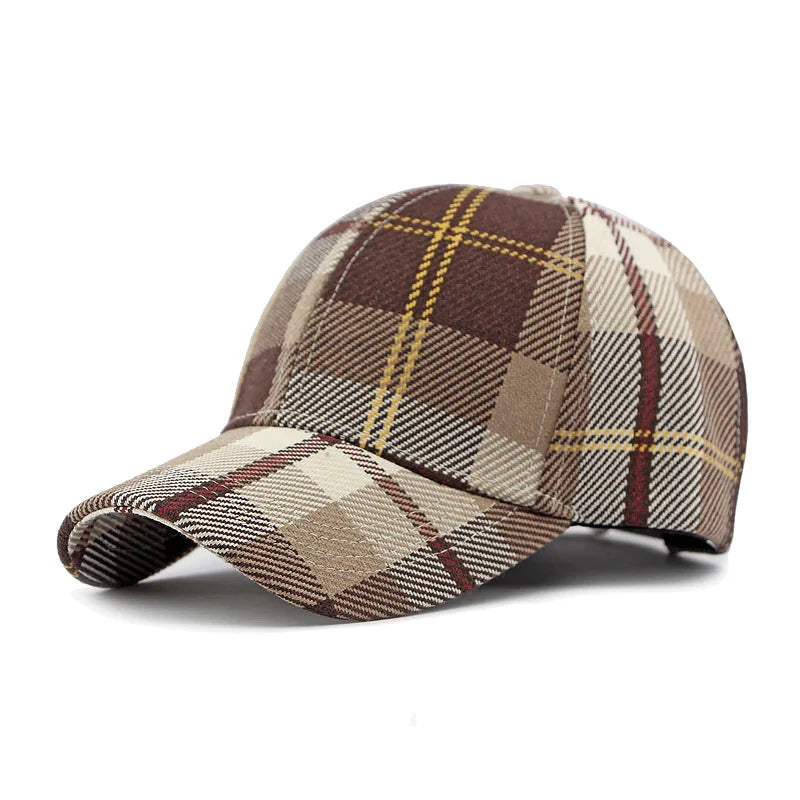 Classic Houndstooth Baseball Cap for Men & Women - Breathable Sun Hat for Spring/Autumn - Vintage Plaid Couple Cap