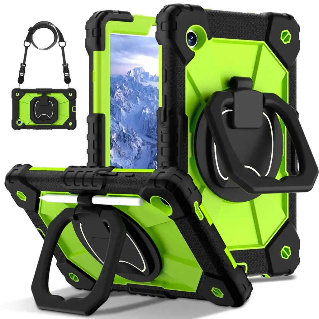 Case For Samsung Galaxy Tab A9 SM-X110 X115 X117 A7 Lite 8.7 SM-T220 T225 360 Rotationg Stand Cover sHOCKPROOF Handle Grip Strap