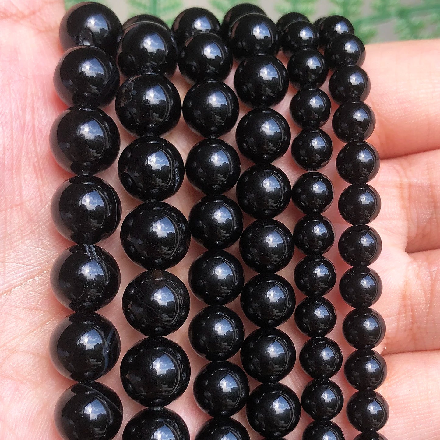 Natural Black Agates Onyx Stone Beads Smooth Round Loose Spacer Beads For Jewelry Making DIY Bracelets 15'' 4/6/8/10/12/14mm