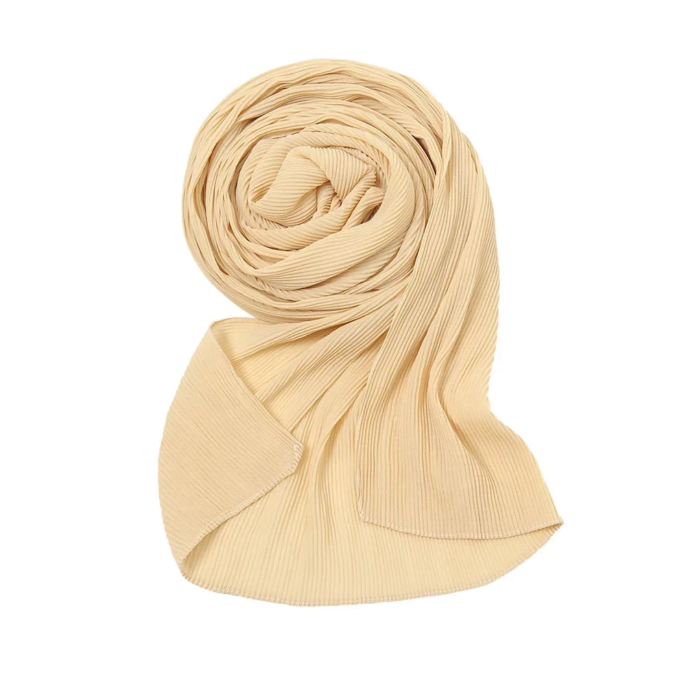 Big Size Pleated Chiffon Hijab Scarf for Muslim Women Turban Pashmina Shawls and Scarves Women Bandana Headband Hijabs Headscarf