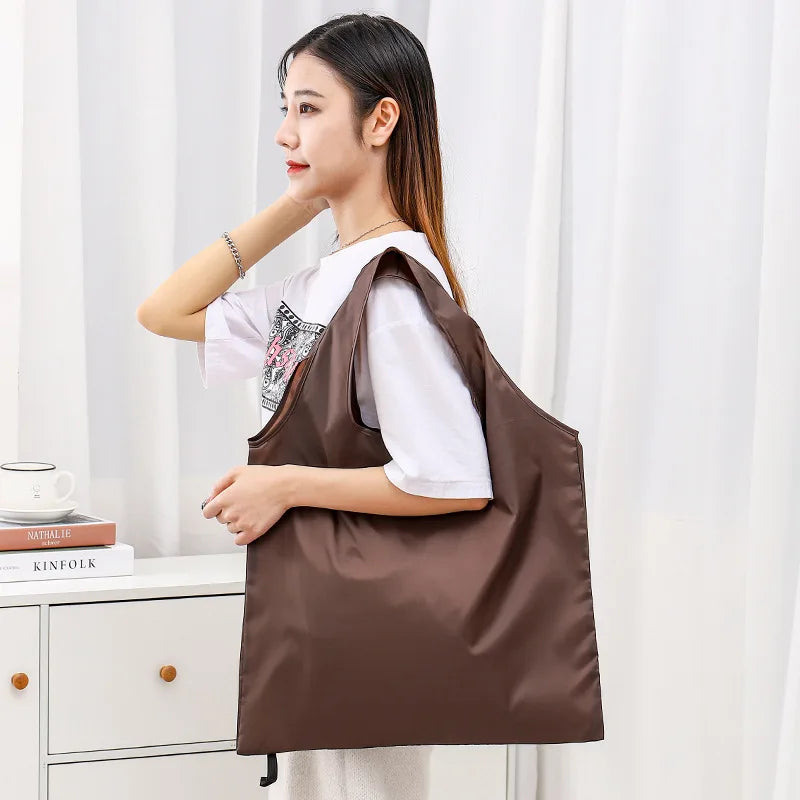 Foldable Shopping Bag Reusable Travel Grocery Bag Eco-Friendly One Shoulder Handbag For Travel Cartoon Cactus Printing Tote Bag