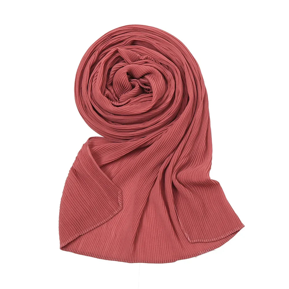 Big Size Pleated Chiffon Hijab Scarf for Muslim Women Turban Pashmina Shawls and Scarves Women Bandana Headband Hijabs Headscarf