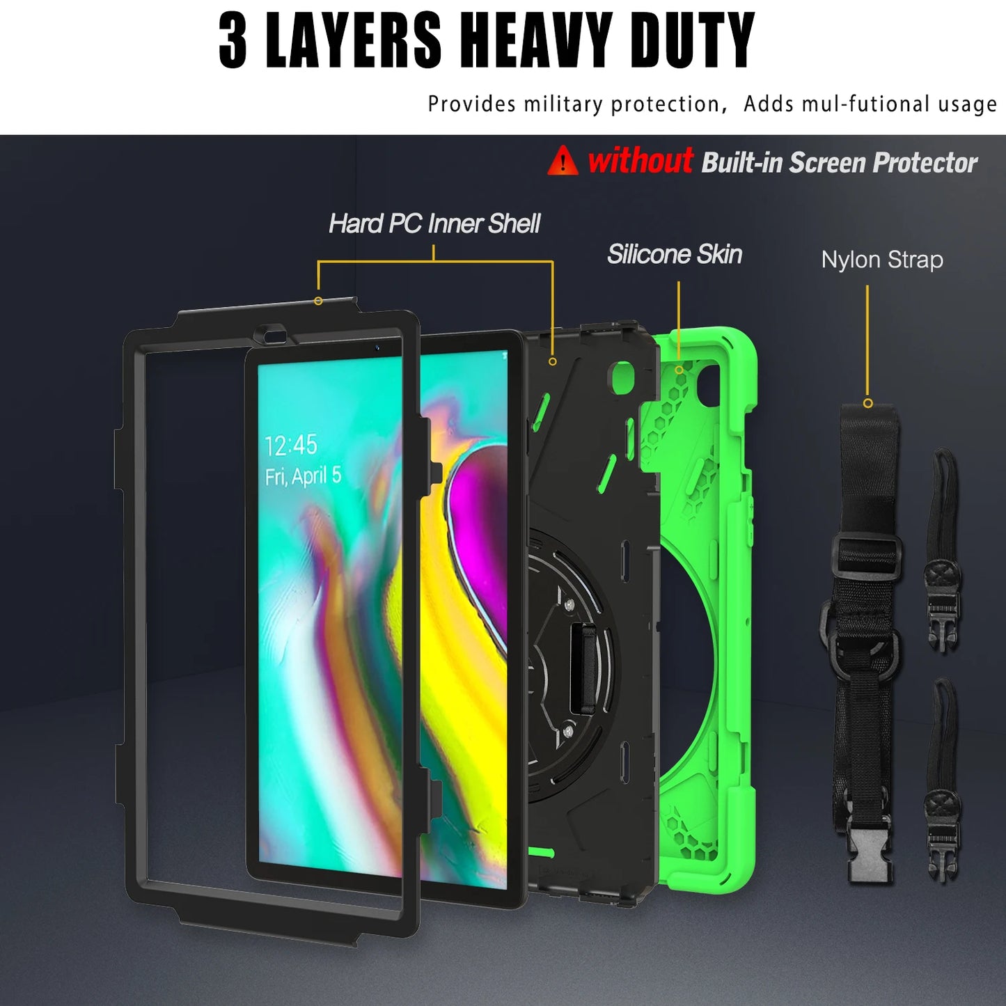 Rotating Hybrid Case For Samsung Galaxy Tab S5E SM-T720 T725 A 10.5 T590 T595 10.1 T510 T515 Rugged Cover Hand Shoulder Strap