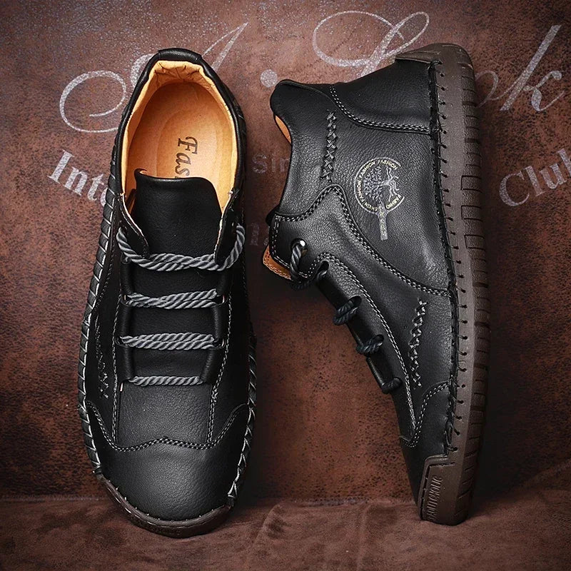 Classic Leather Men Shoes Lightweight Mens Casual Shoes Handmade Men Ankle Boots Outdoor Walking Sneakers Work Boots Size 48