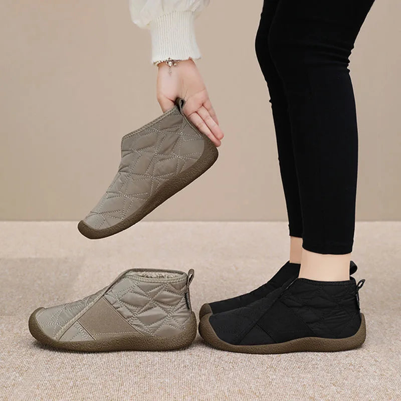 Winter Warm Plush Ankle Boots for Women 2024 New Waterproof Non-Slip Snow Boots Woman Slip-On Flat Heel Warm Cotton Padded Shoes