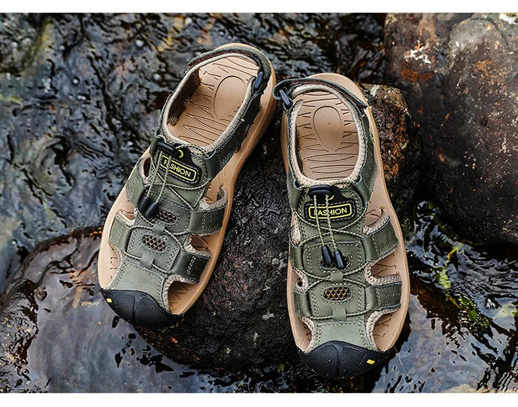 2023 Genuine Leather Men Shoes Summer New Large Size Men's Sandals Men Sandals Fashion Sandals Slippers Big Size 38-47