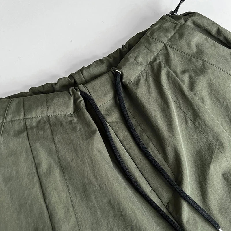 High-waist Drawstring Green Long Wide-leg Pants New Loose Trousers Women's Fashionable Spring Women's Pants