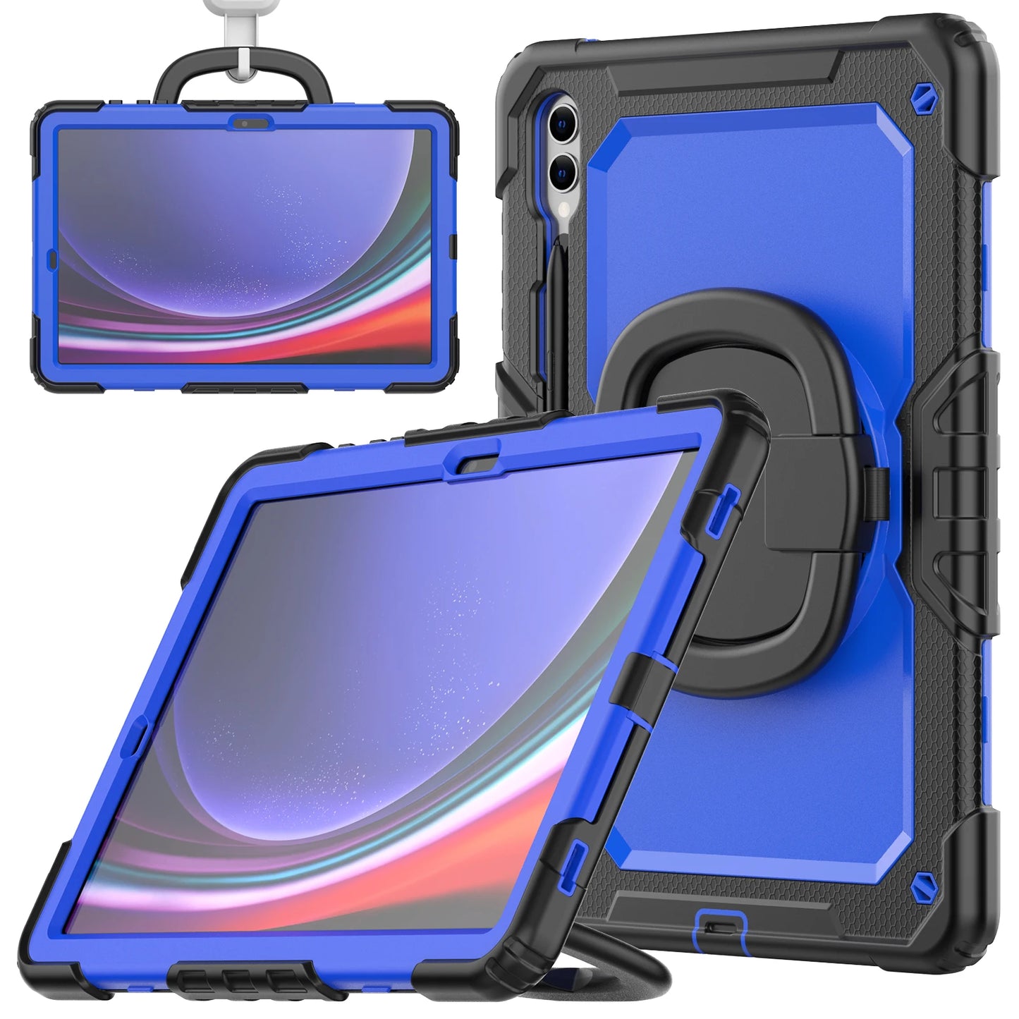 Rotatable Armor Case Universal For Galaxy Tab S10 S9 FE Plus 12.4inch SM-X820 X826 X810 X816 X610 X616 Heavy Duty Cover 3-Layers