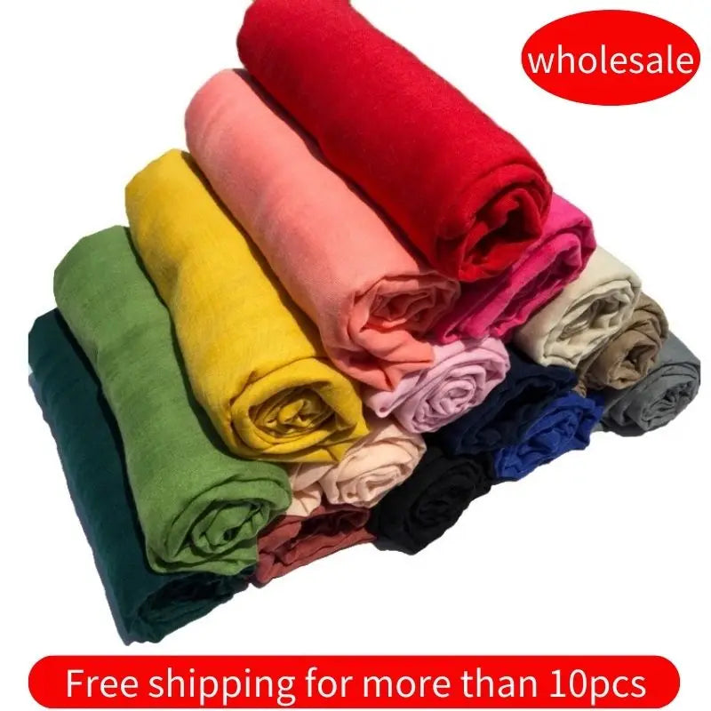 180x45cm Cotton Linen Solid Color Shawls And Wraps Travel Vacation Ladies Elegant Long Shawl Hijab Head Scarfs Thin Women Scarf