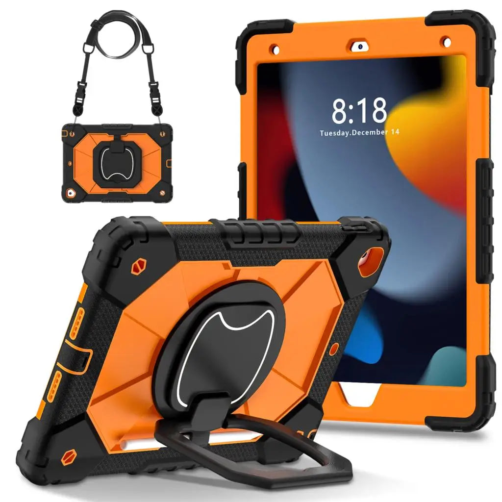 Case For iPad 10.9 2022 10.2 7th 8th 9th New iPad 9.7 2017 2018 Air 2 Pro9.7 360 Rotating Stand Cover Hand Grip Strap Shockproof