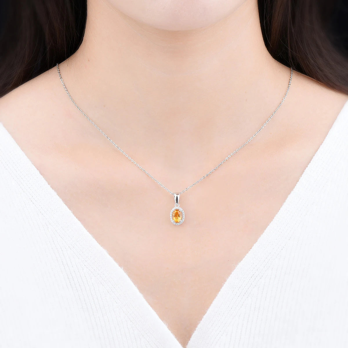 Natural Citrine 925 Sterling Silver Pendant 0.75 Carat Genuine Gemstone Classic Style Fine Jewelry for Valentine Day's Gift