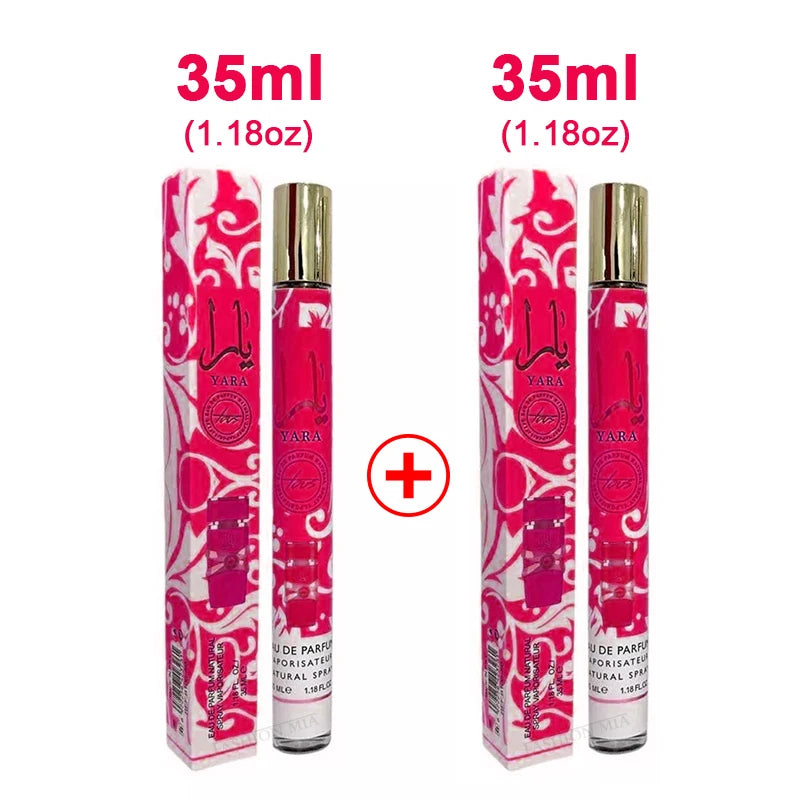 2PCS 35ml Yara Perfume Long Lasting Gourmand Fragrance Eau de Parfum Spray Arabian Perfumes For Men's & Women Portable Perfume