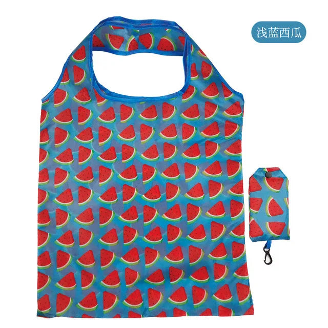 Foldable Shopping Bag Reusable Travel Grocery Bag Eco-Friendly Beach Toy Storage Bags Lemon Printing Tote Pouch Bag Package