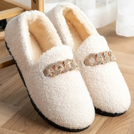 Womens Slippers Warm Short Plush Lining House Shoes Moccassins Slip on Fashion Lady Flats Loafers Non Slip 2023