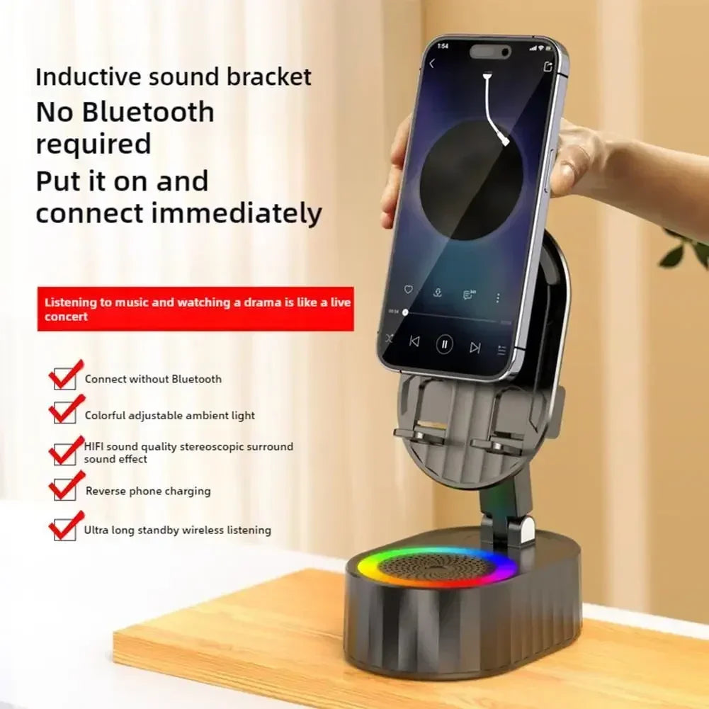 Mobile Cell Phone Stand Holder With Bluetooth Speaker HD Portable Wireless Speaker Adjustable Tablet Desktop Live Lazy Bracket