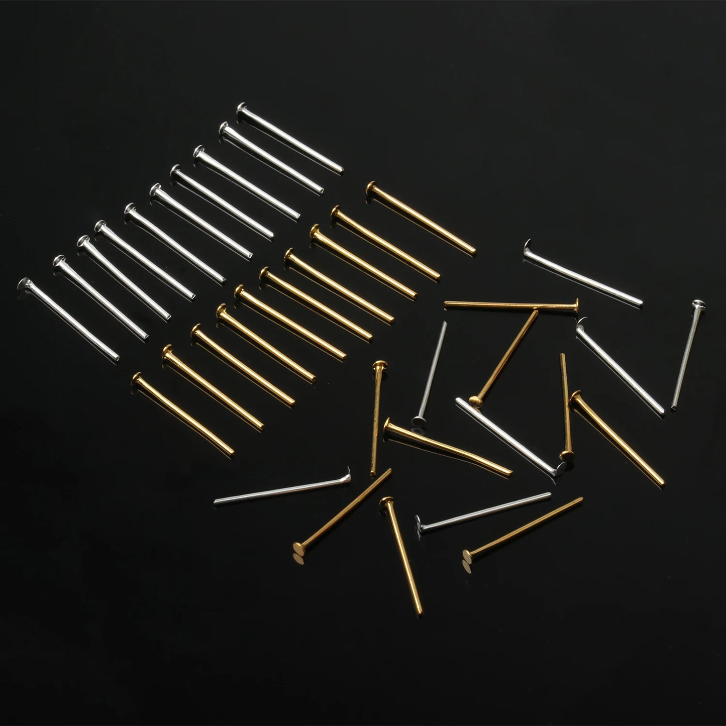 400pcs Boxed Bi-color T-Shaped Flat Head Pins Gold Silver Color 20mm Eye Headpins For Jewelry Making DIY Supplies Accessories