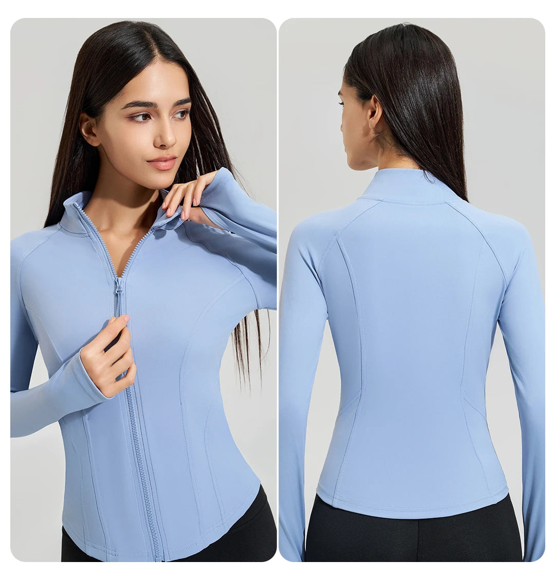 Exercise jacket yoga fitness clothing long-sleeved women four seasons running fast dry tight tops gym yoga jacket