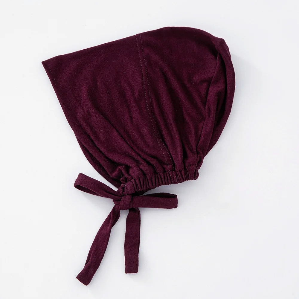 82 colors Tie Back Undercaps Fashion Women Inner Hijab Muslim Cap Bonnet Plain Islamic Cotton Spandex Jersey DEW Underscarf