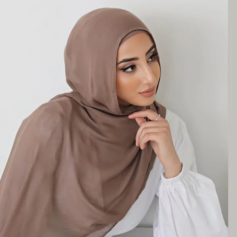 Hot Sale Rayon Cotton Hijab Shawl Wrap Lady Big Size Musulman Hijabs Headband Solid  Color Islamic Turban Soft Headscarf