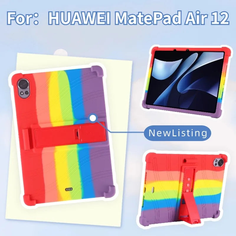 Adjustable Stand Case for Huawei MatePad Air 2024 12.0 inch Model BKY-W20 Soft Silicone Cover Multi-angles Supported Shockproof