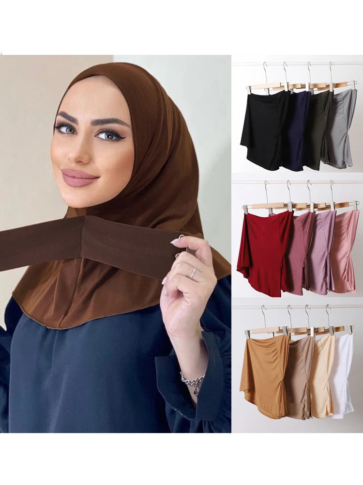 Classical Islam Women Ready To Wear Snap Fastener Hijabs For Woman Full Cover Head Wraps Scarf Turban Caps Turbante Mujer