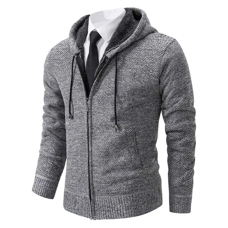 Autumn And Winter New Jersey Men's Casual Sports Coat Solid Color Stand Collar weater Grab Fleece Warm Zipper Cardigan